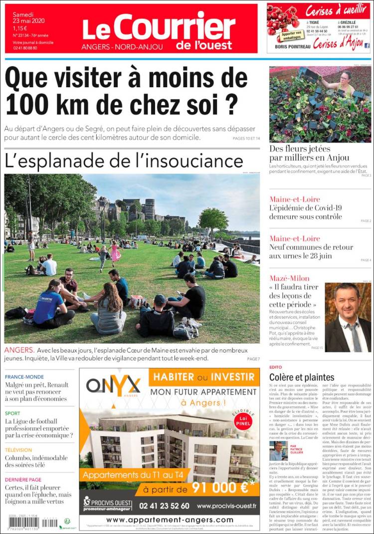 Portada de Le Courrier de l'Ouest (France)