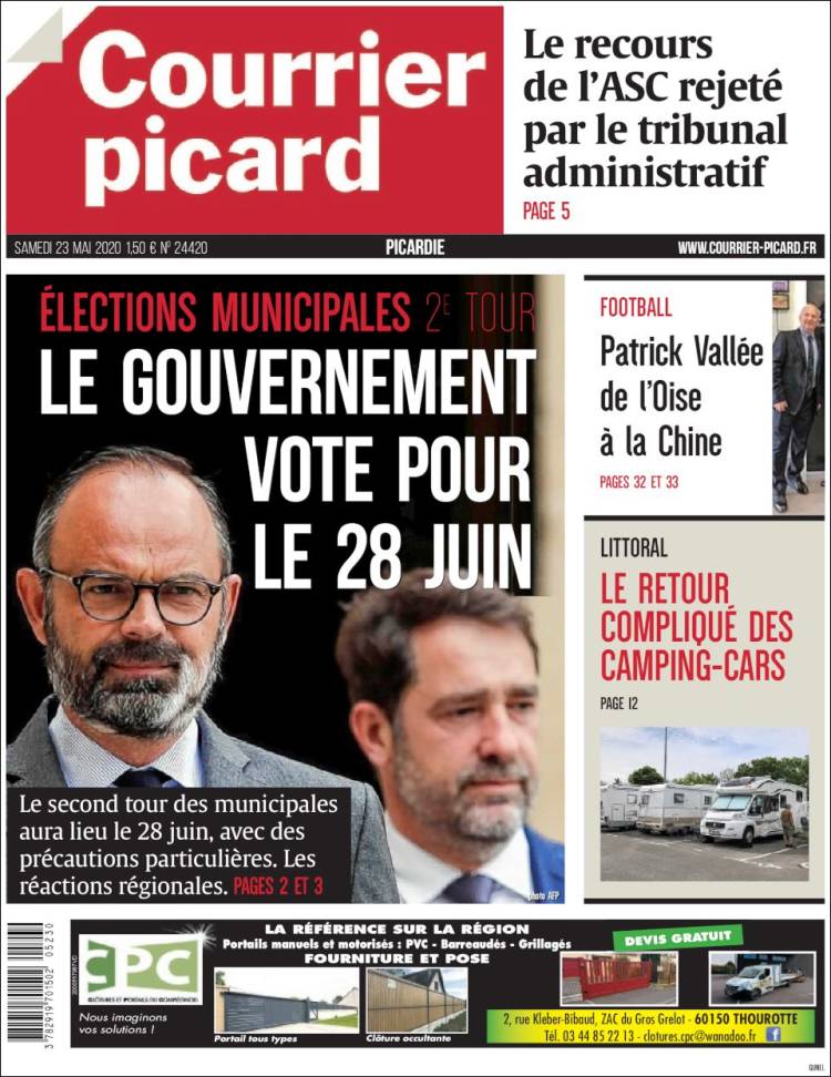 Portada de Courrier Picard (Francia)