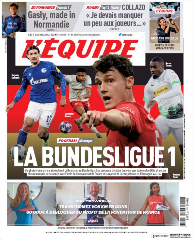 Portada de L'Equipe (Francia)