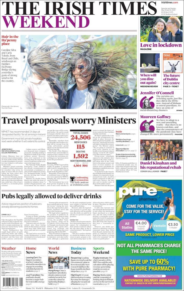 Portada de Irish Times (Irlanda)