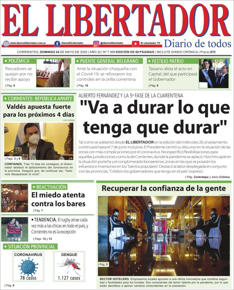 Portada de Diario El Libertador (Argentina)