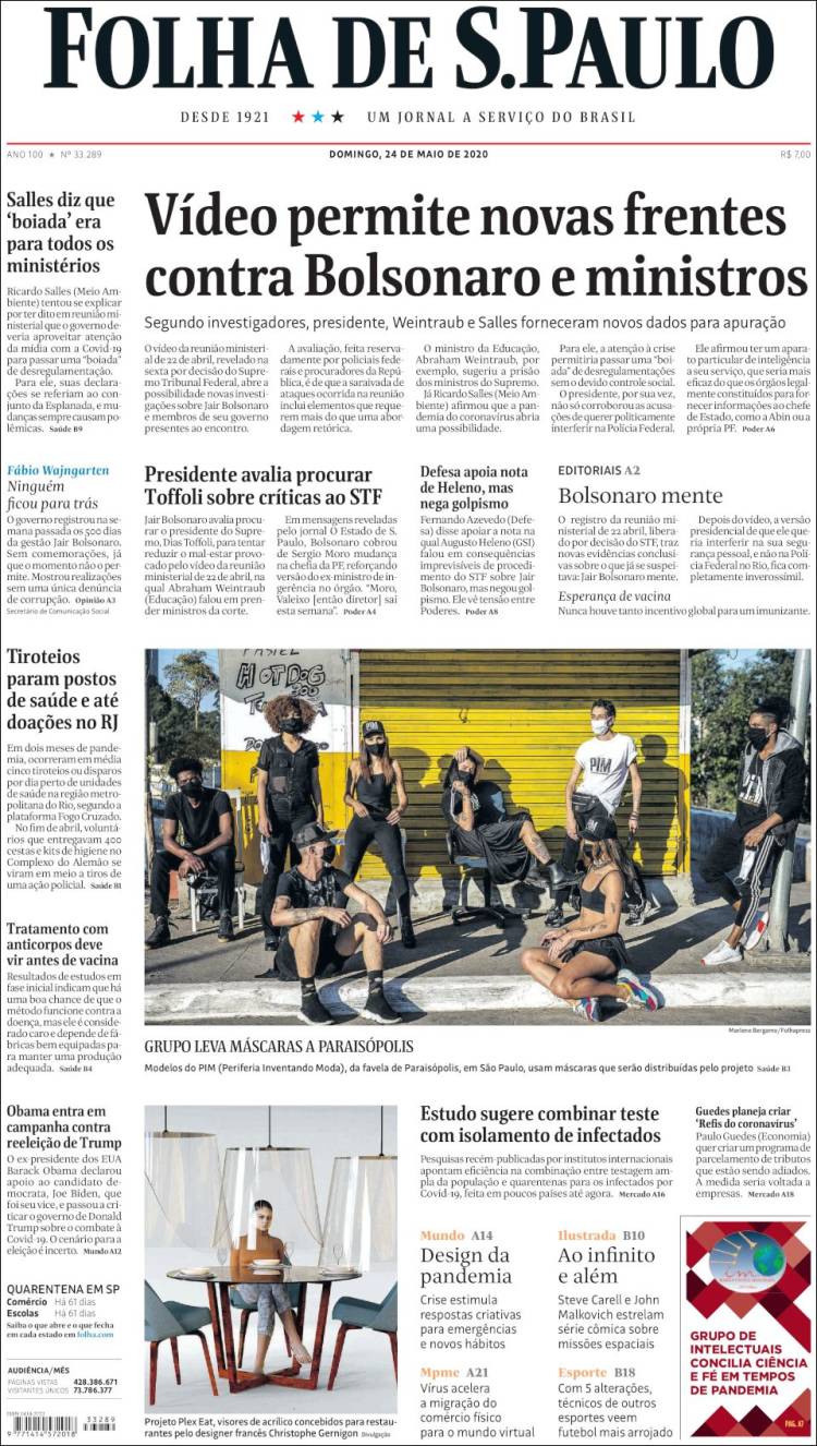 Portada de Folha de São Paulo (Brasil)