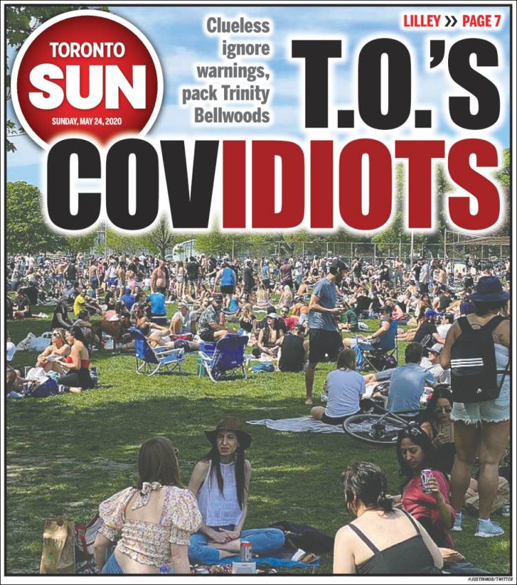 Portada de The Toronto Sun (Canadá)