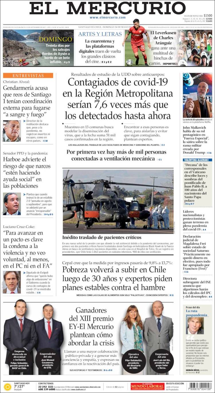 Portada de El Mercurio (Chile)