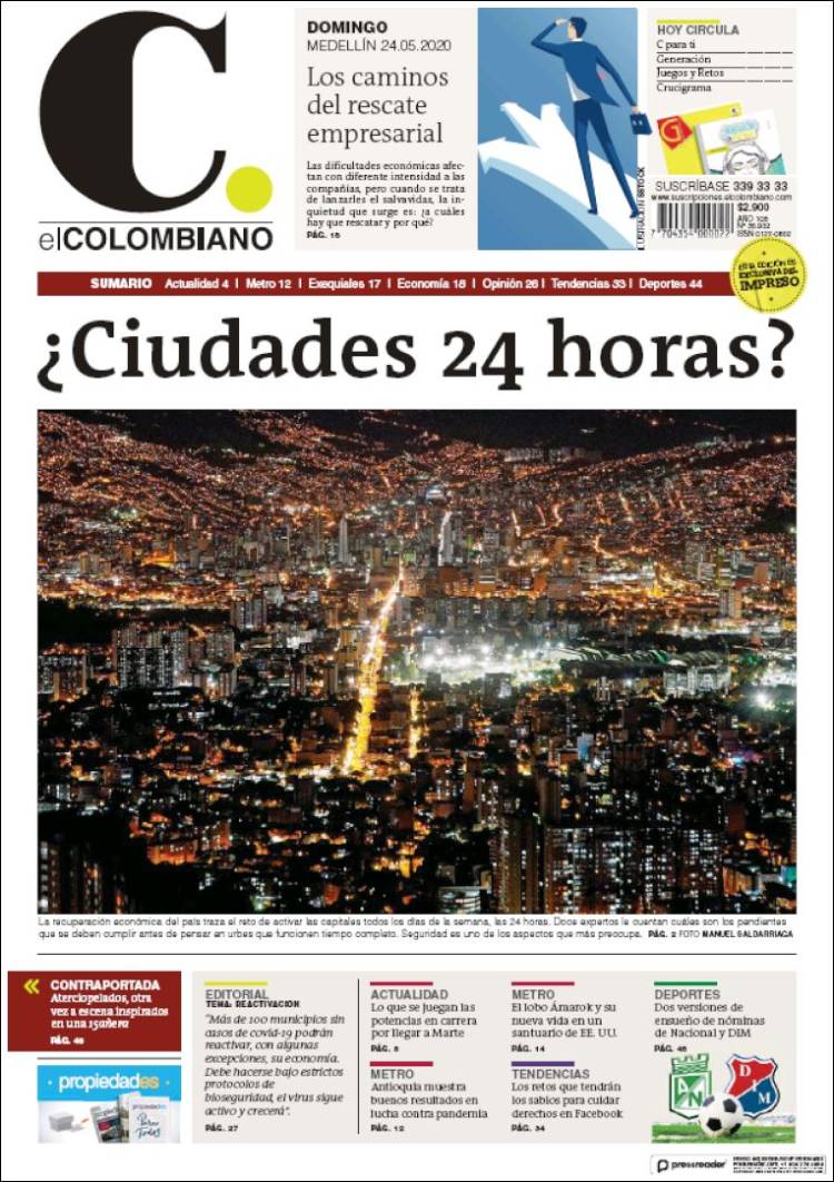 Portada de El Colombiano (Colombia)