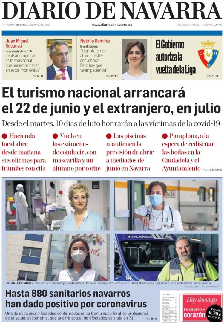 Portada de Diario de Navarra (España)