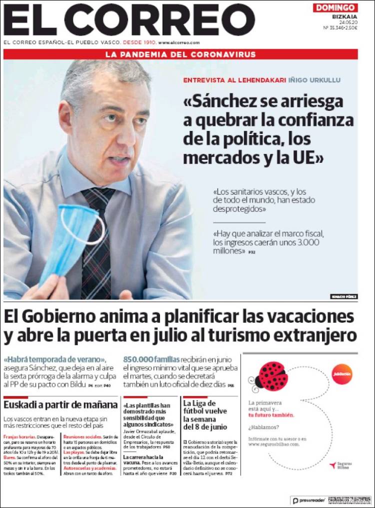 Portada de El Correo (España)