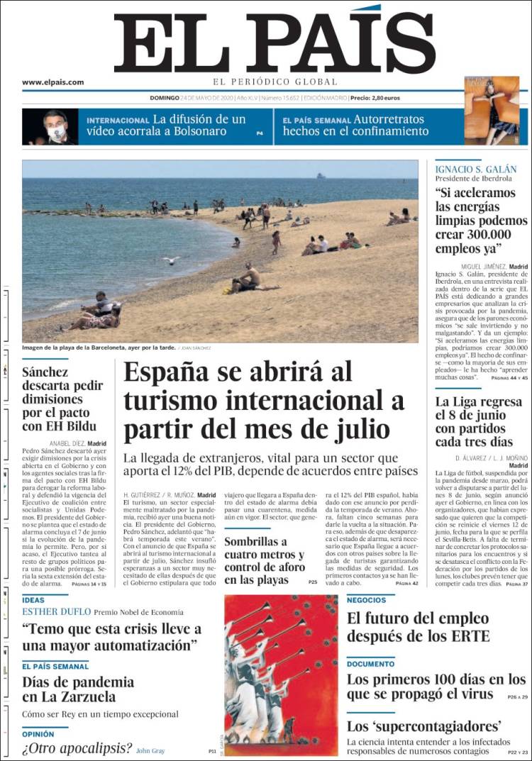 Portada de El País (España)