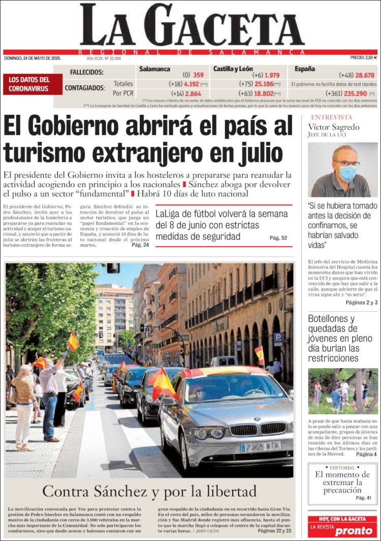 Portada de La Gaceta de Salamanca (España)