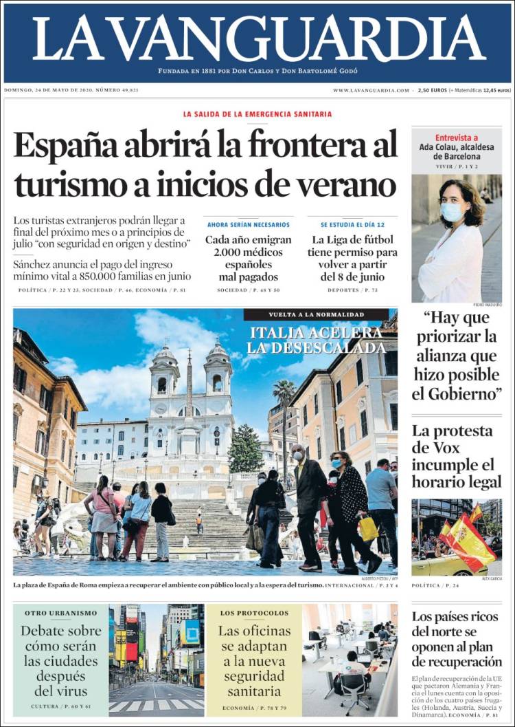 Portada de La Vanguardia (España)