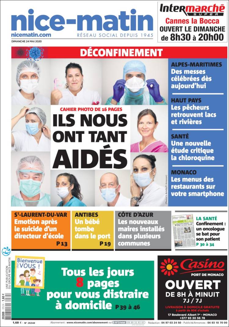 Portada de Nice-Matin (Francia)