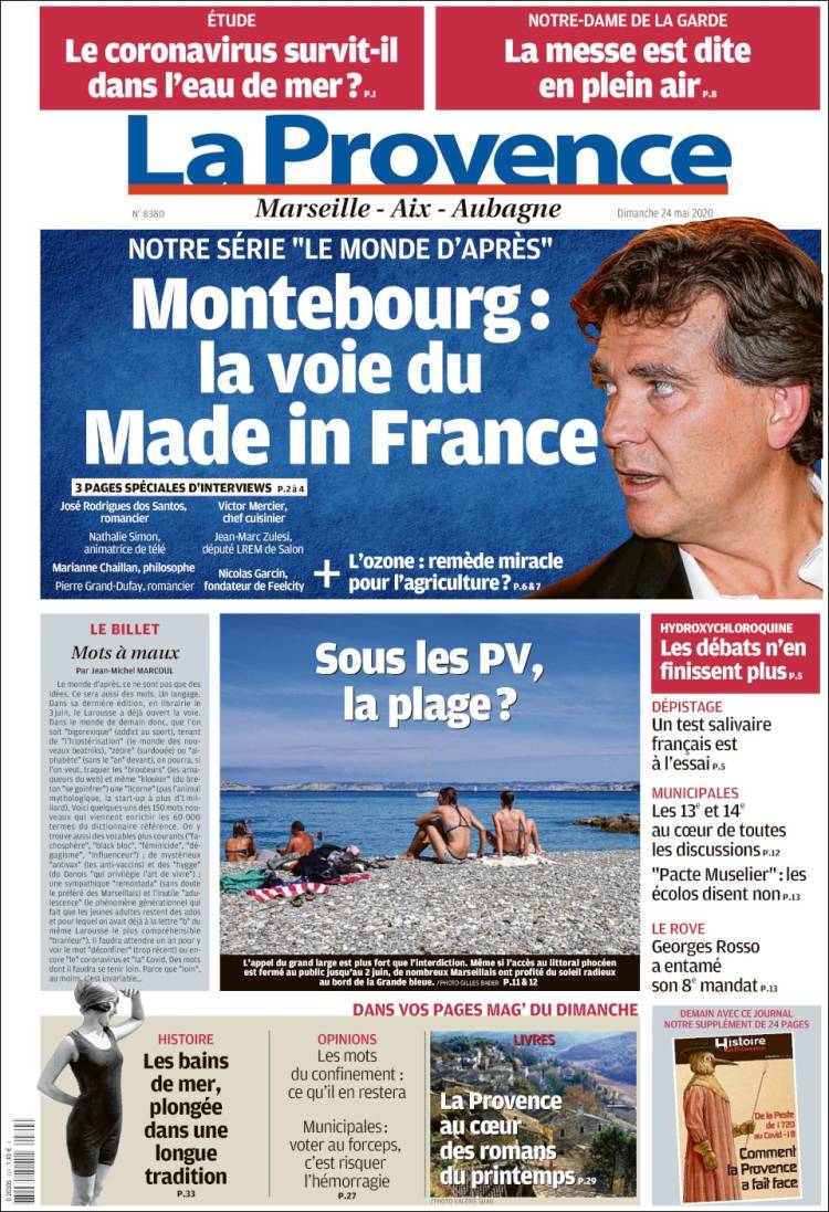 Portada de La Provence (Francia)