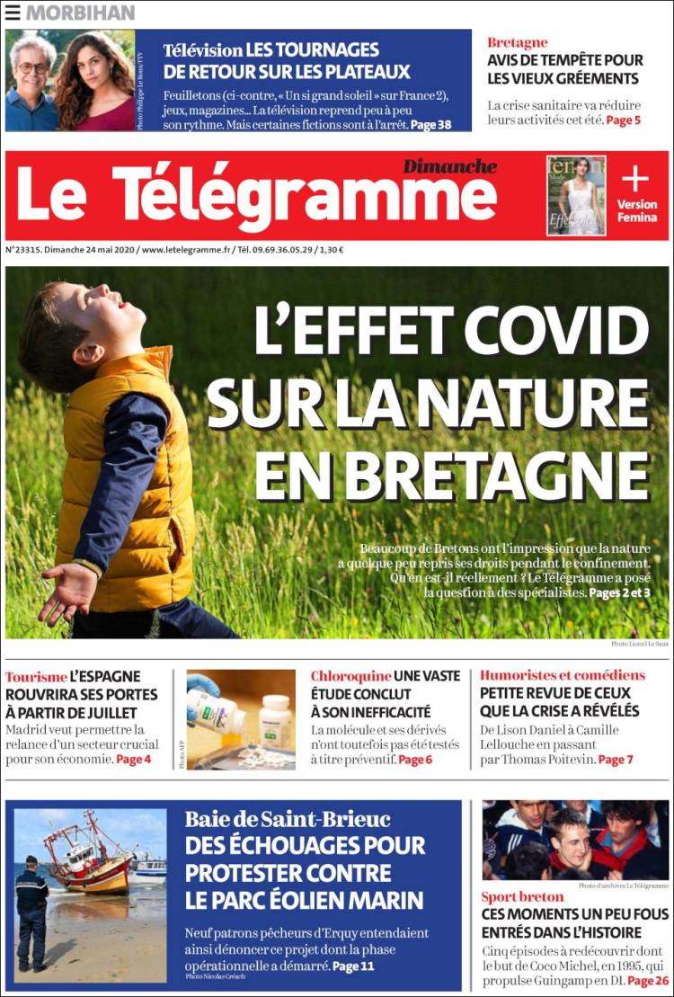 Portada de Télégramme (Francia)