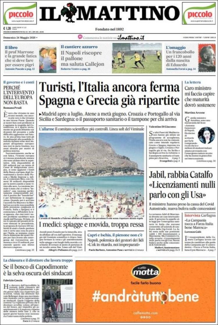 Portada de Il Mattino (Italia)