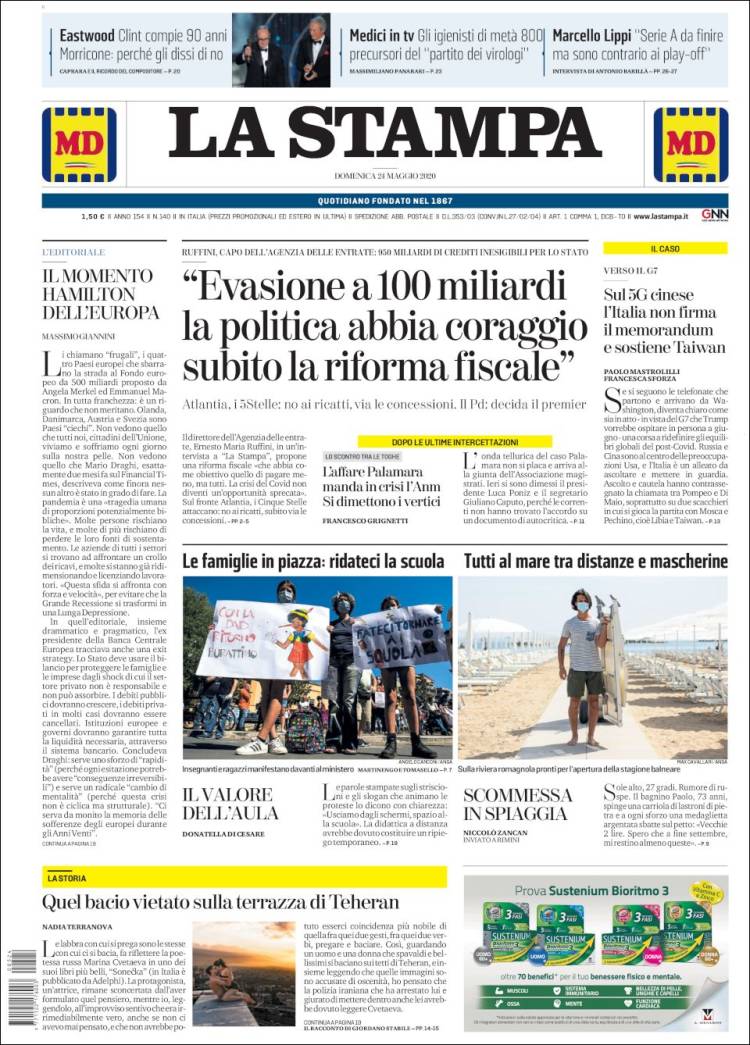 Portada de La Stampa (Italia)
