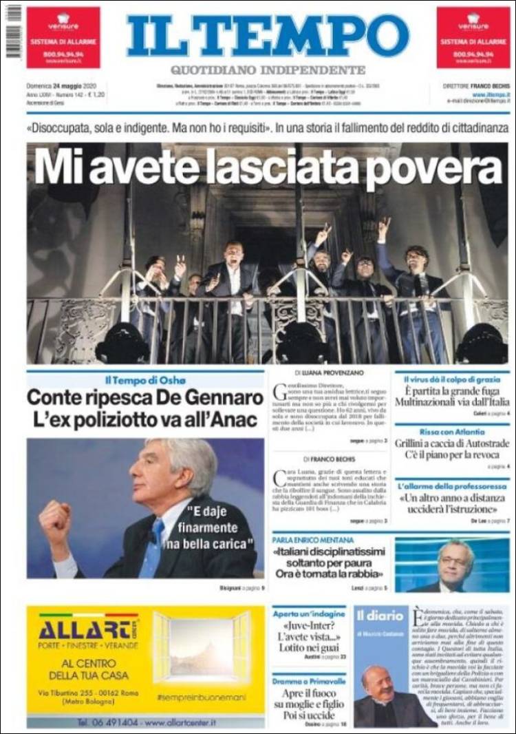 Portada de Il Tempo (Italia)