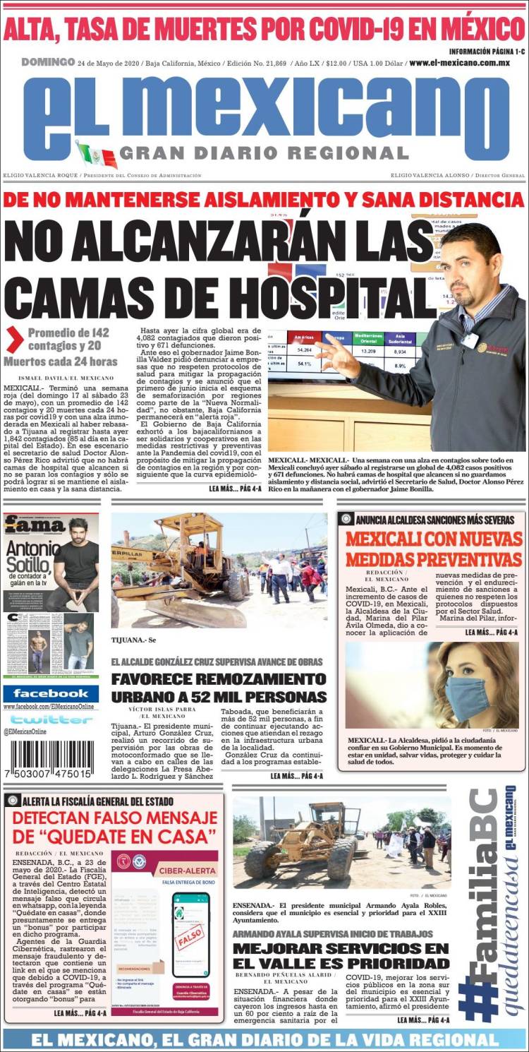 Portada de El Mexicano - El Gran Diario Regional (México)