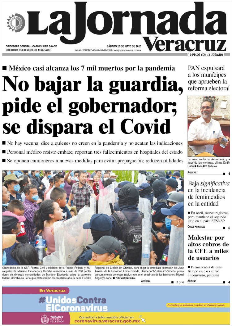 Portada de La Jornada Veracruz (México)