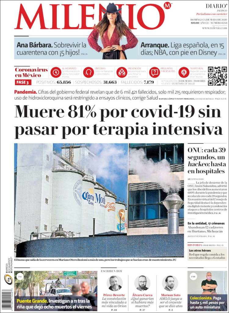 Portada de Milenio - Jalisco (México)