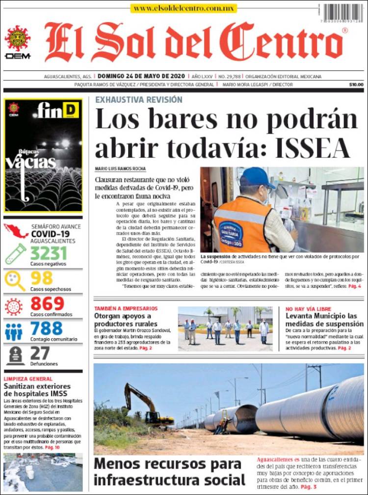 Portada de El Sol del Centro (México)