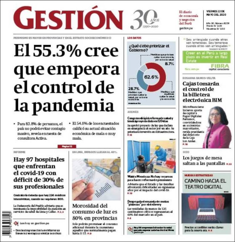 Portada de Diario Gestión (Per&uacute;)
