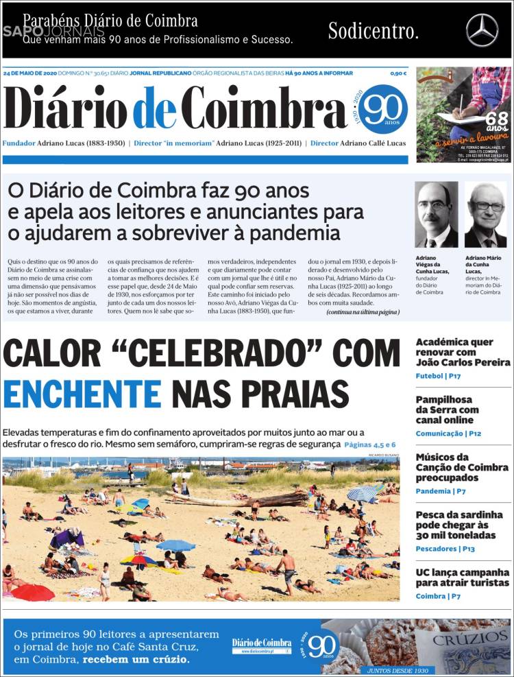 Portada de Diário de Coimbra (Portugal)