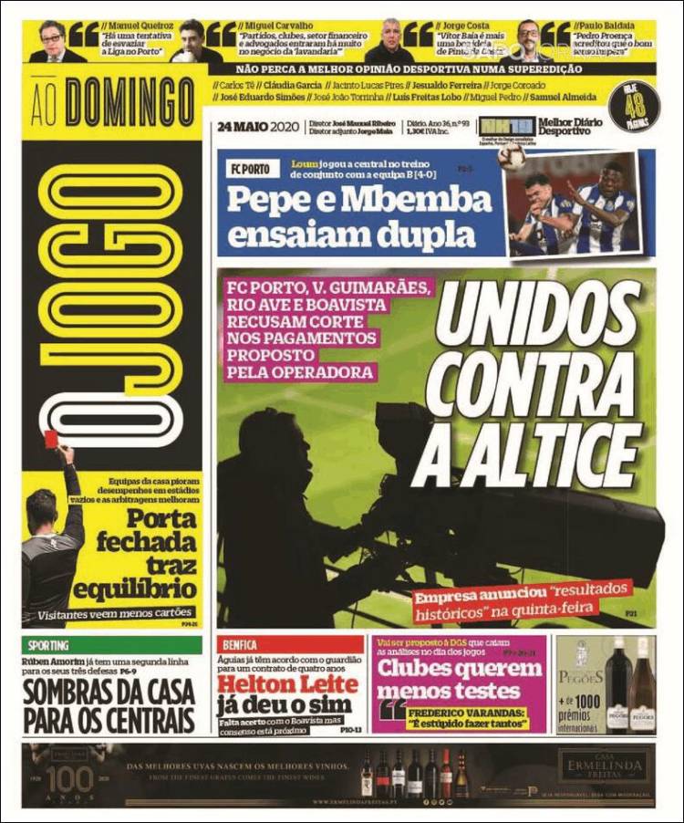 Portada de O Jogo (Portugal)