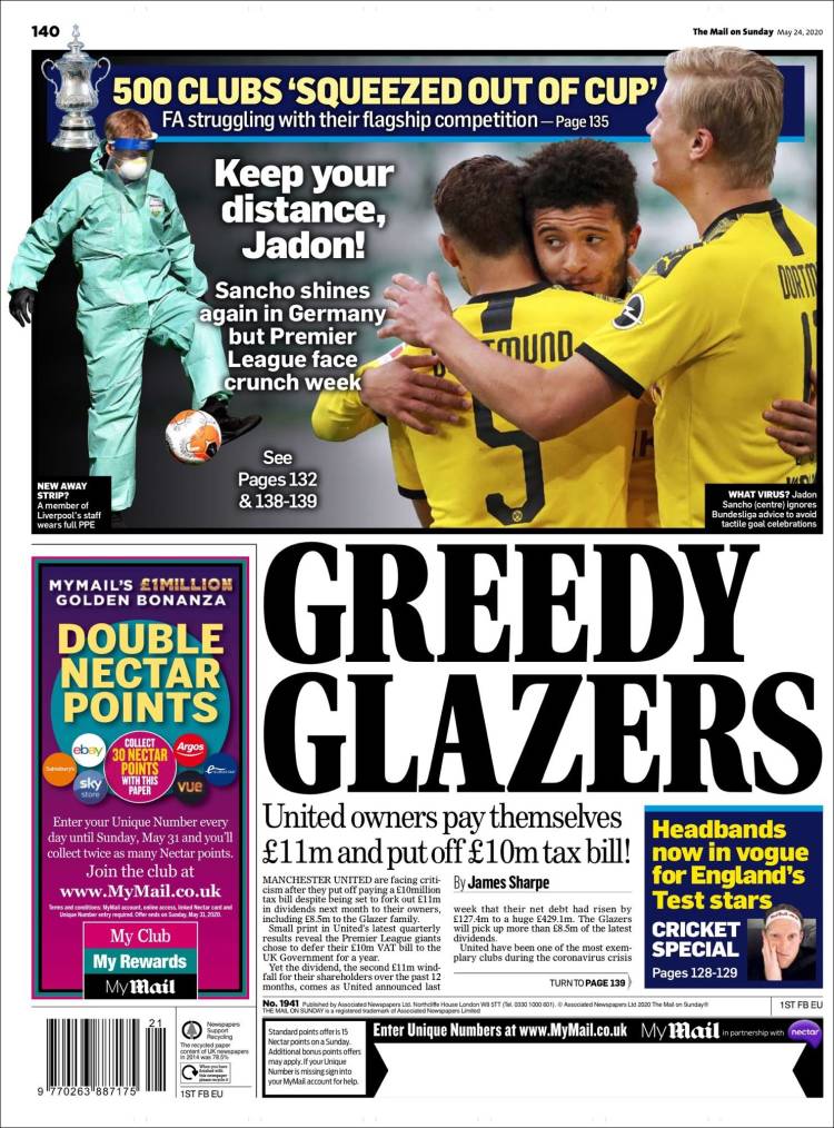 Portada de Daily Mail Sport (Reino Unido)