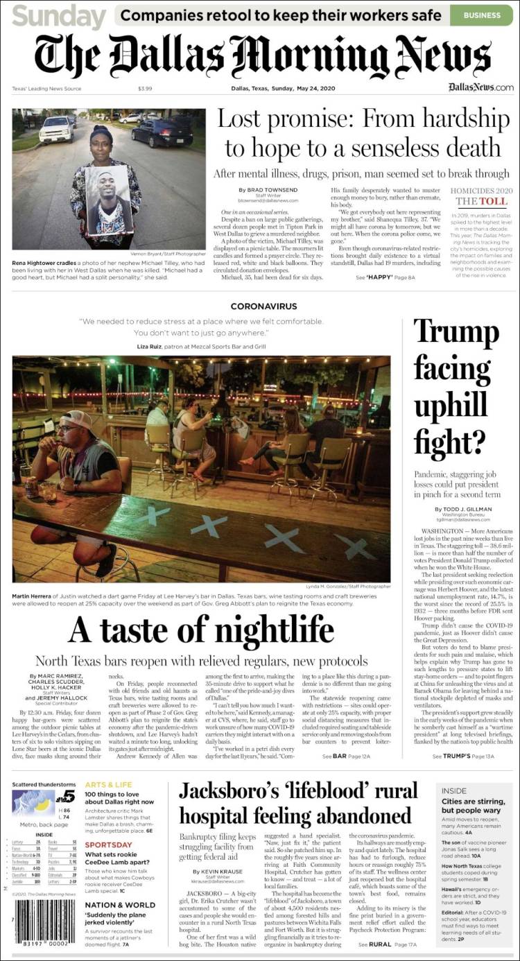 Portada de Dallas Morning News (USA)