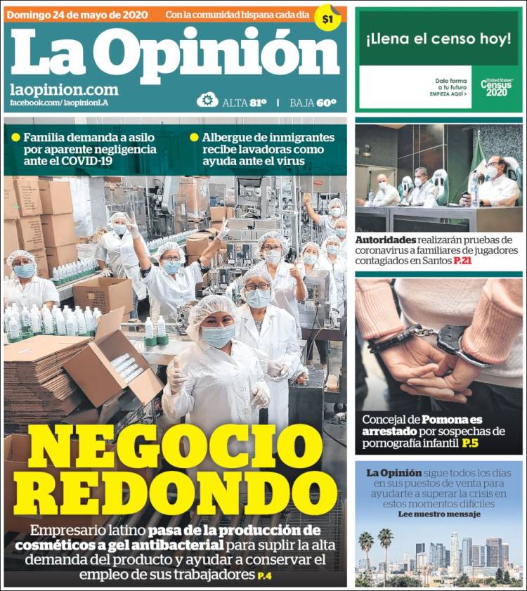 Portada de La Opinión (USA)