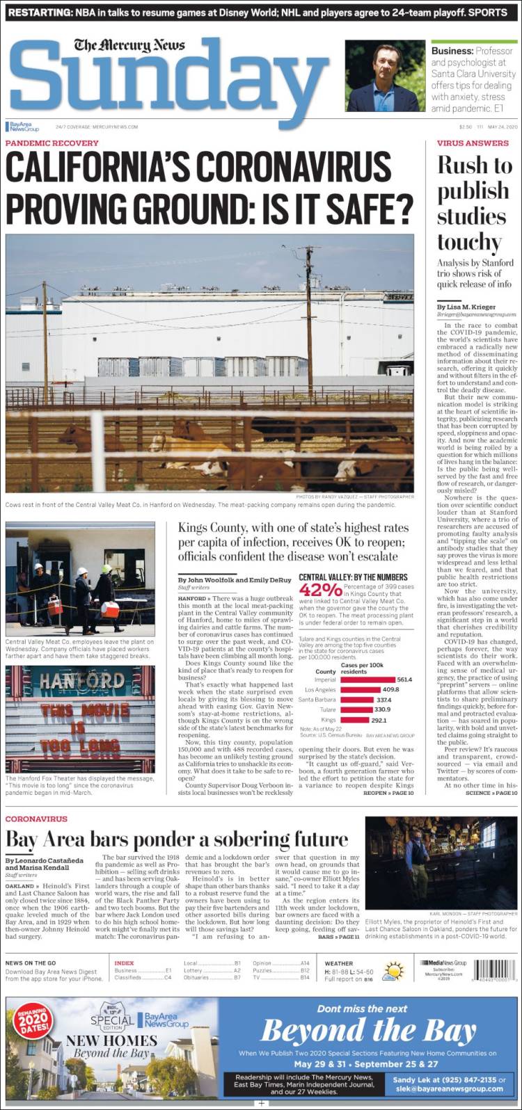 Portada de San Jose Mercury News (USA)