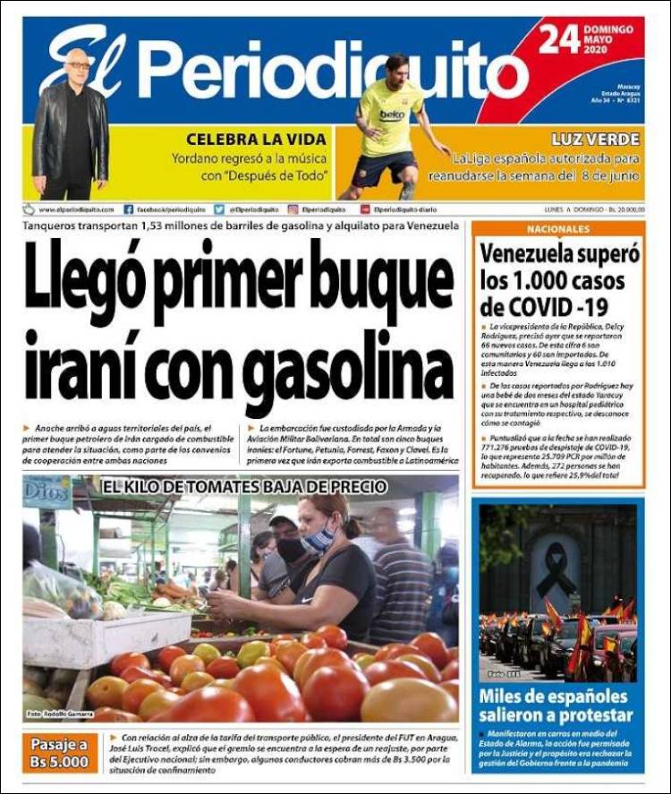 Portada de Periodiquito de Aragua (Venezuela)