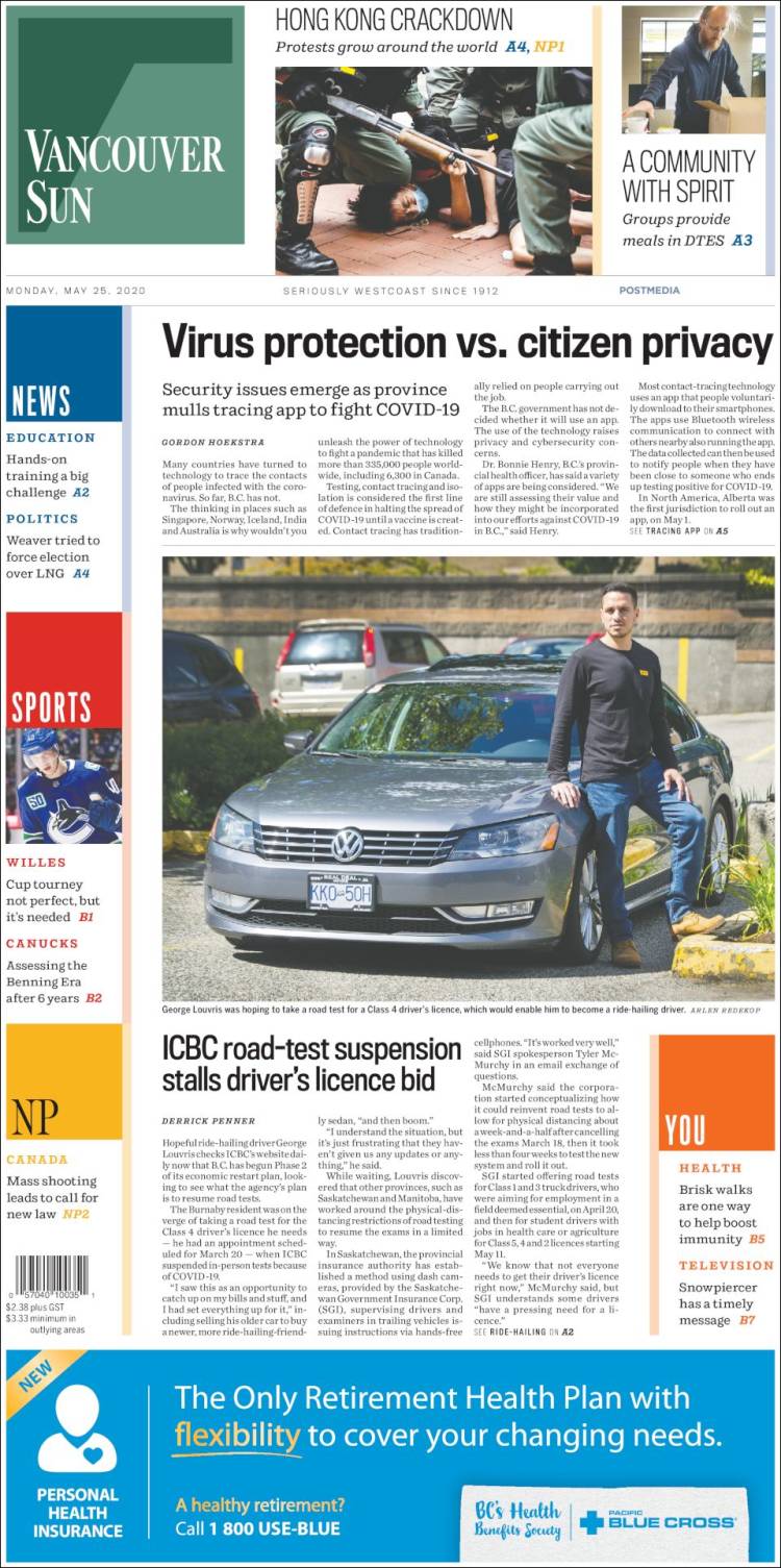 Portada de The Vancouver Sun (Canadá)