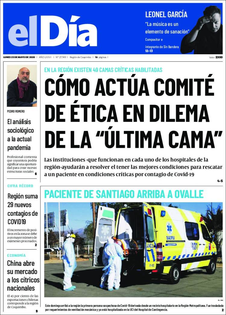 Portada de El Día (Chile)