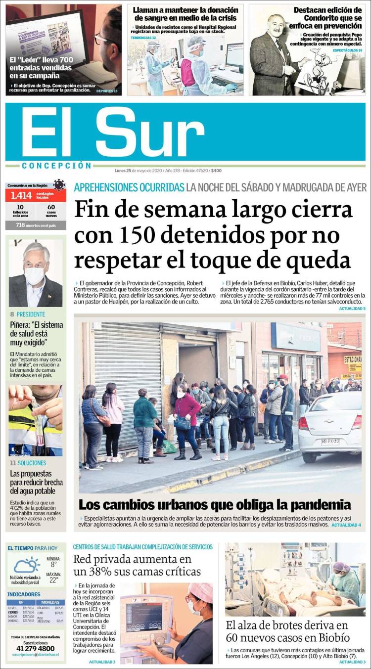 Portada de El Sur (Chile)
