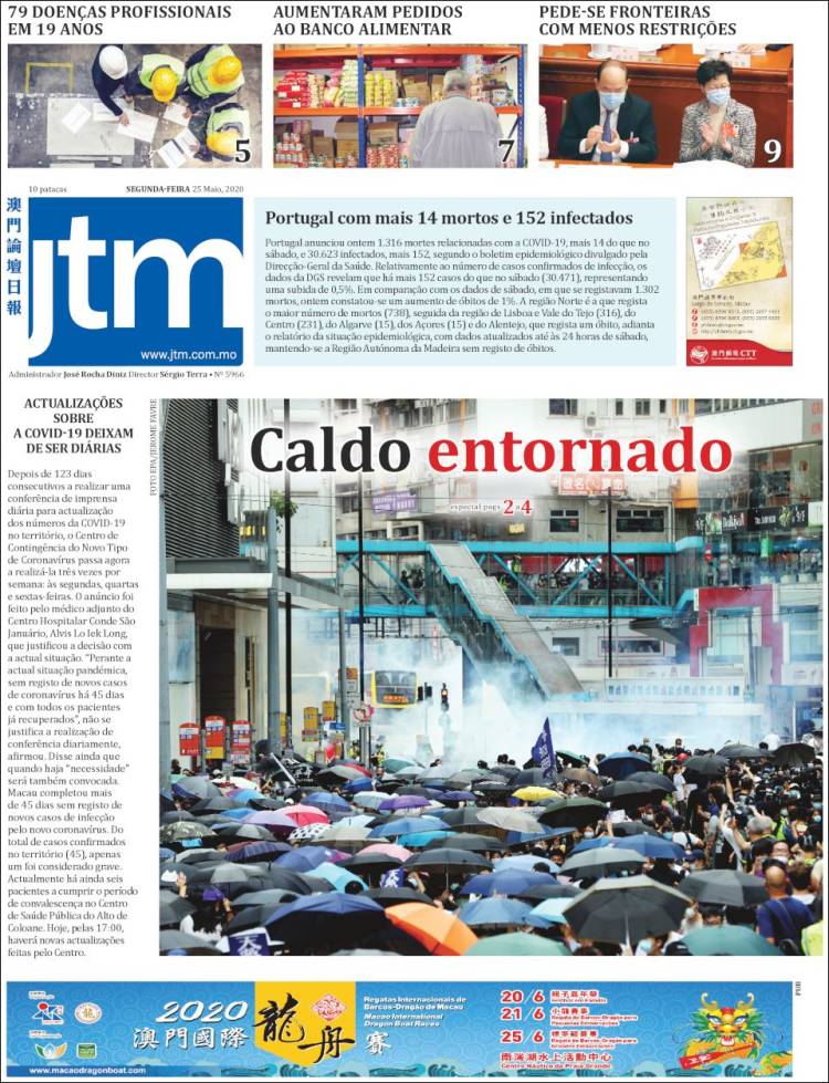 Portada de Jornal Tribuna de Macau (China)