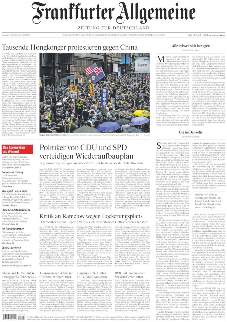 Portada de Frankfurter Allgemeine (Alemania)