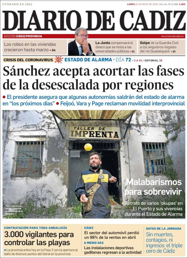 Portada de Diario de Cádiz (España)