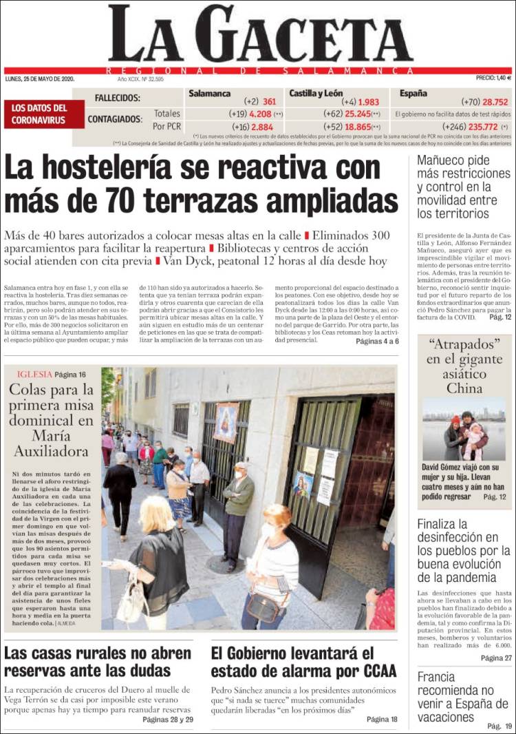 Portada de La Gaceta de Salamanca (España)