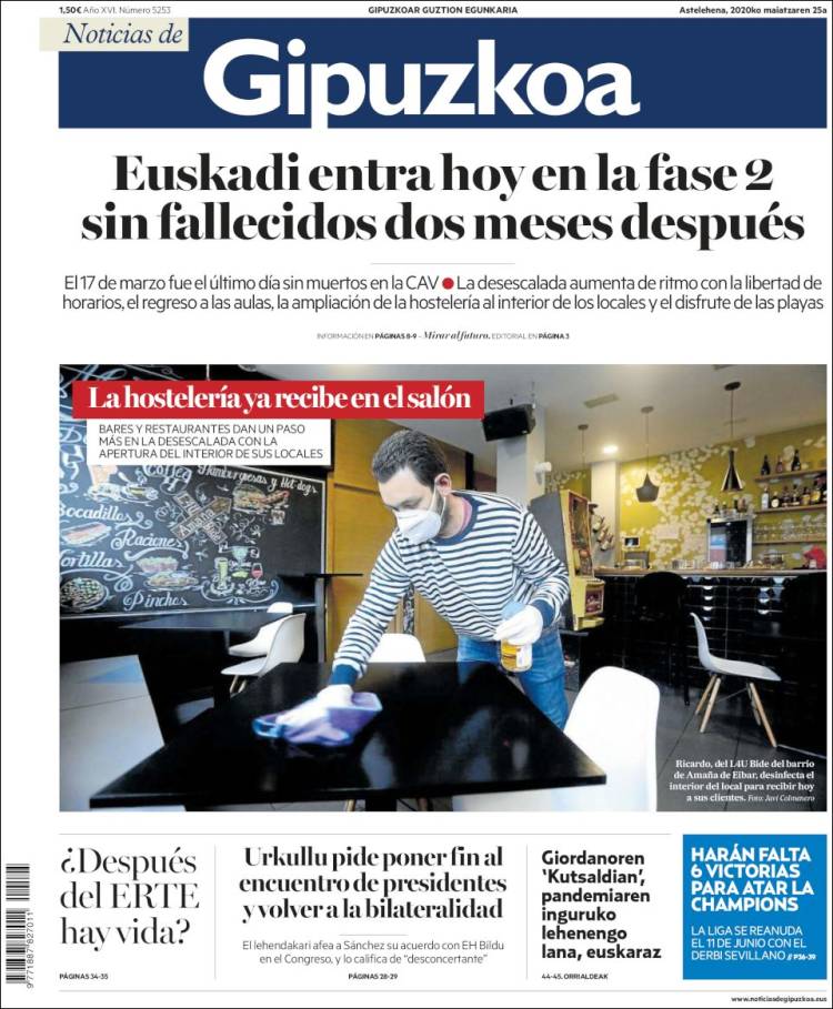 Portada de Noticias de Gipuzkoa (España)