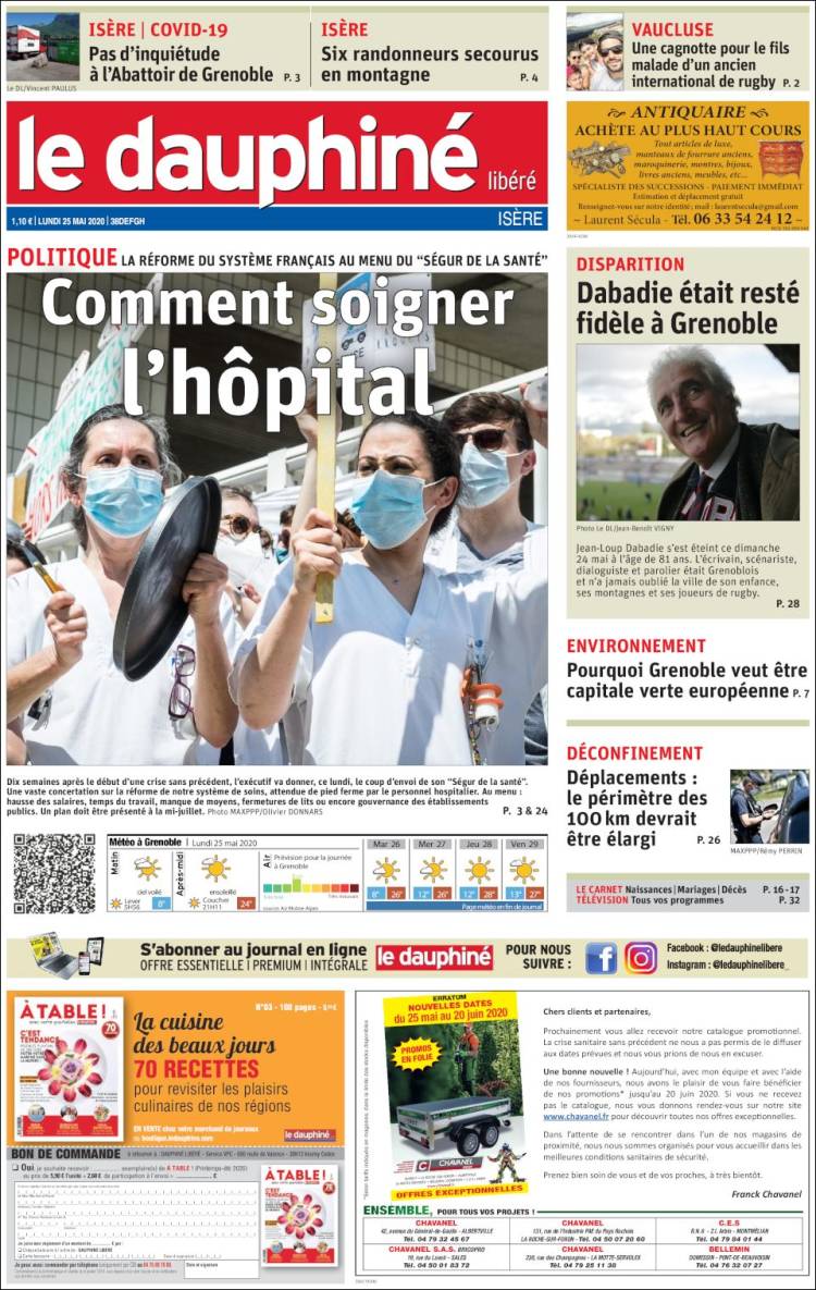 Portada de Le Dauphiné Libéré (Francia)