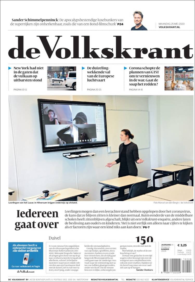 Portada de De Volkskrant (Pa&iacute;ses Bajos)