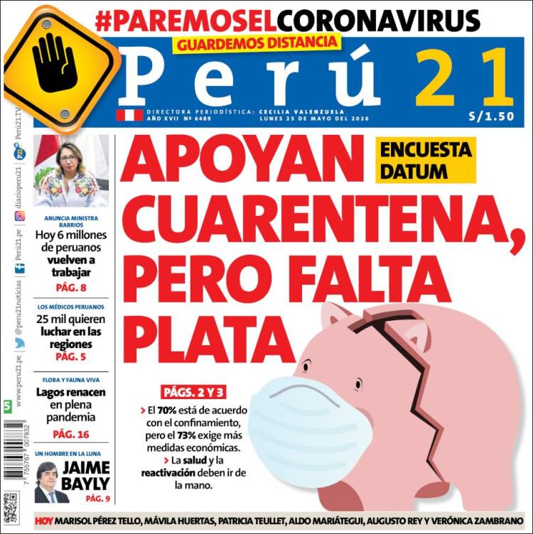 Portada de Perú 21 (Perú)