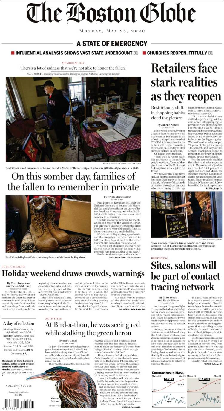 Portada de Boston Globe (USA)