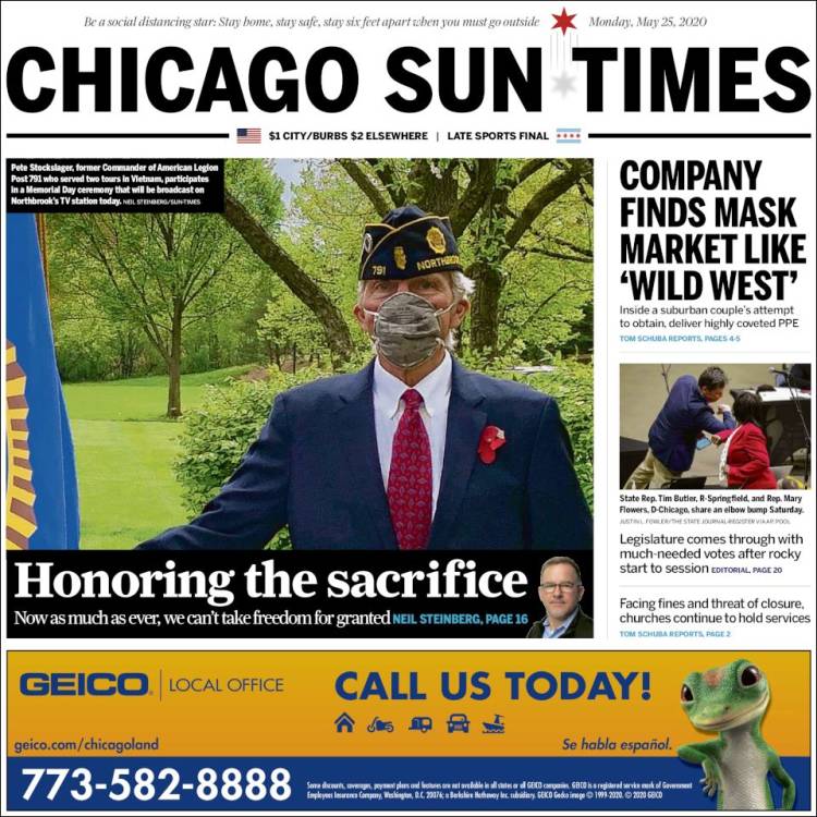 Portada de Chicago Sun-Times (USA)