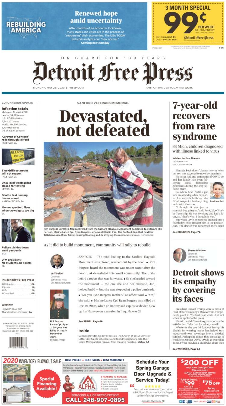 Portada de Detroit Free Press (USA)