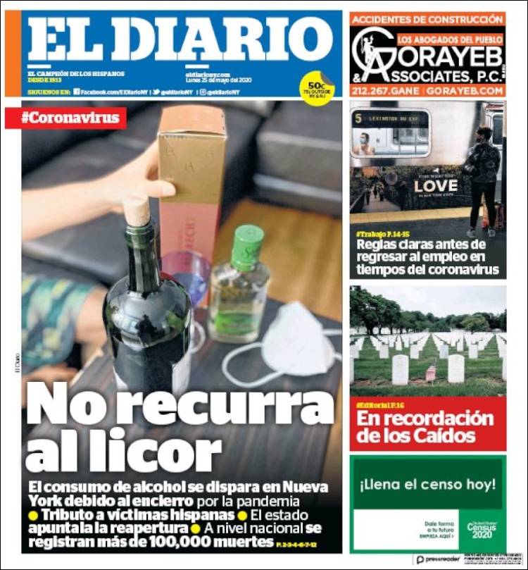 Portada de El Diario NY (USA)