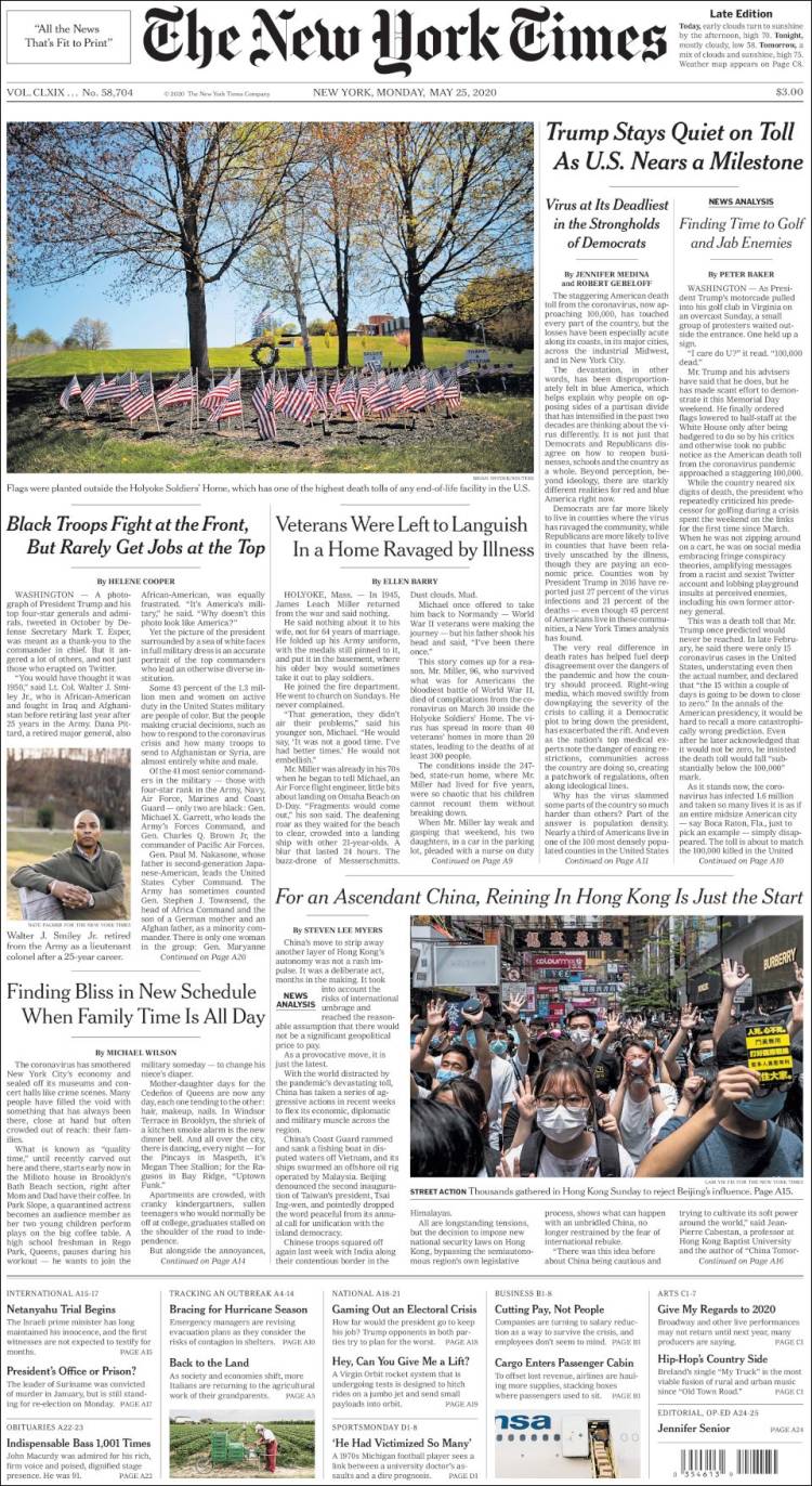 Portada de New York Times (USA)