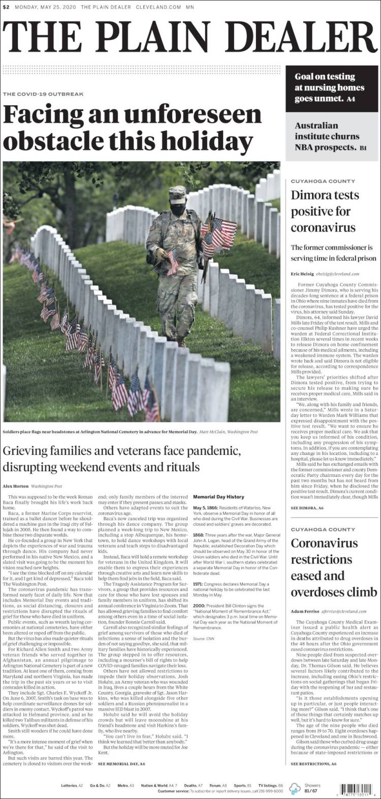 Portada de The Plain Dealer (USA)