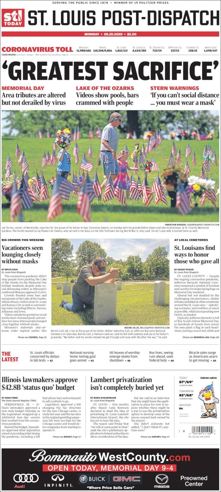 Portada de St. Louis Post-Dispatch (USA)